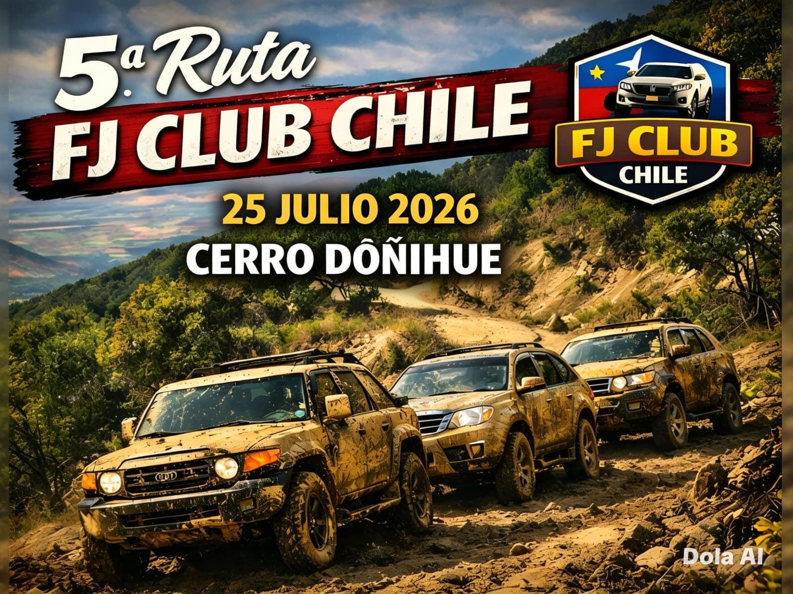Poster 5ª Ruta FJ Club Chile — 25 julio 2026 — Cerro Dóñihue